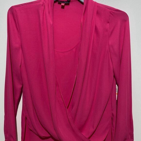 Vince Camuto Women's Pink Drape Front Wrap Top Size Small NWT - Picture 1 of 14